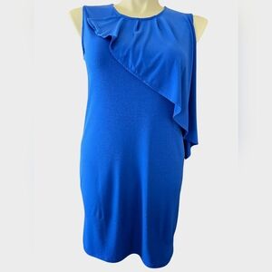Summer Easywear Chico's Sleeveless Size 2 Royal Blue Ruffle Dress Like New!